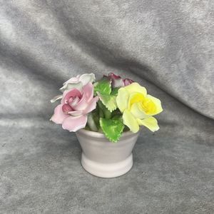 Vintage Crown Staffordshire Bone China Flowers In Pot Figurine England